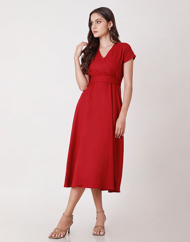 Linen Wrap Dress with Side Pockets