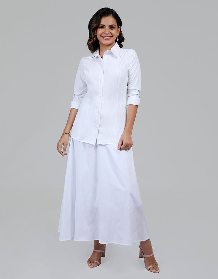 Long Sleeves Shirt with Princess Line Cut