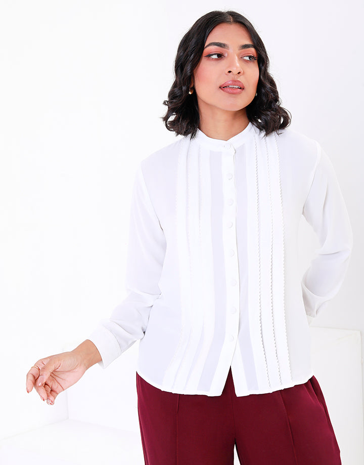 Long Sleeves Blouse with Pintuck Detail