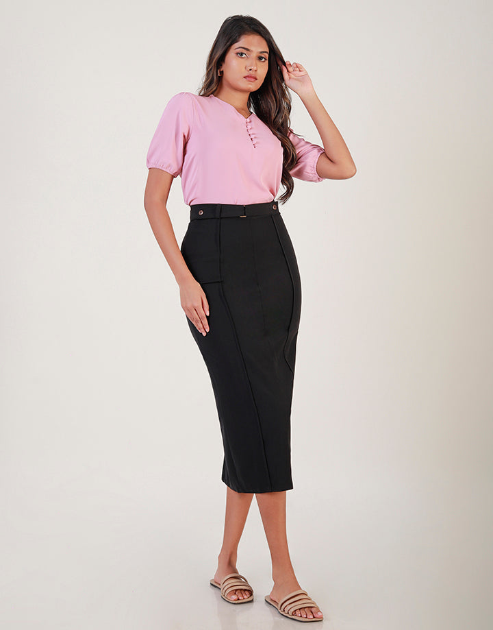 Long Slim Fit Formal Skirt with Belt