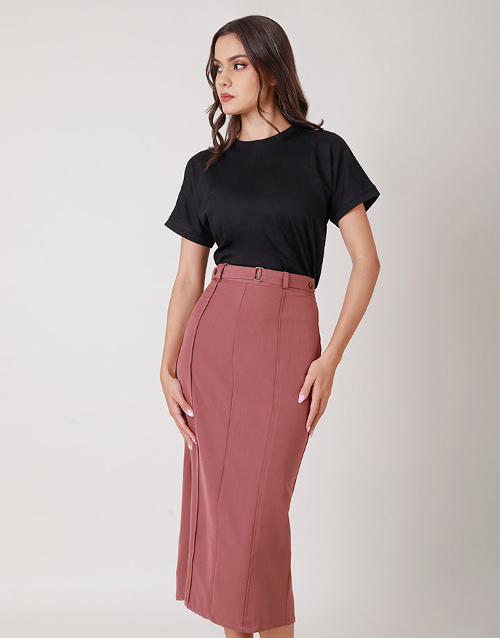 Long Slim Fit Formal Skirt with Belt