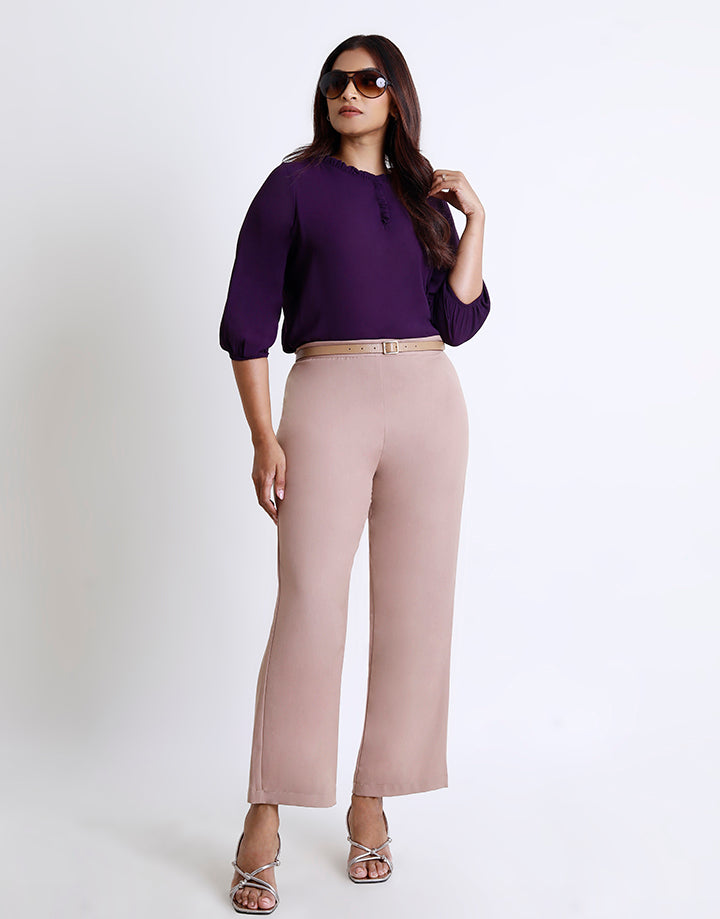 3/4 Sleeve with Neck Fril Detail Top