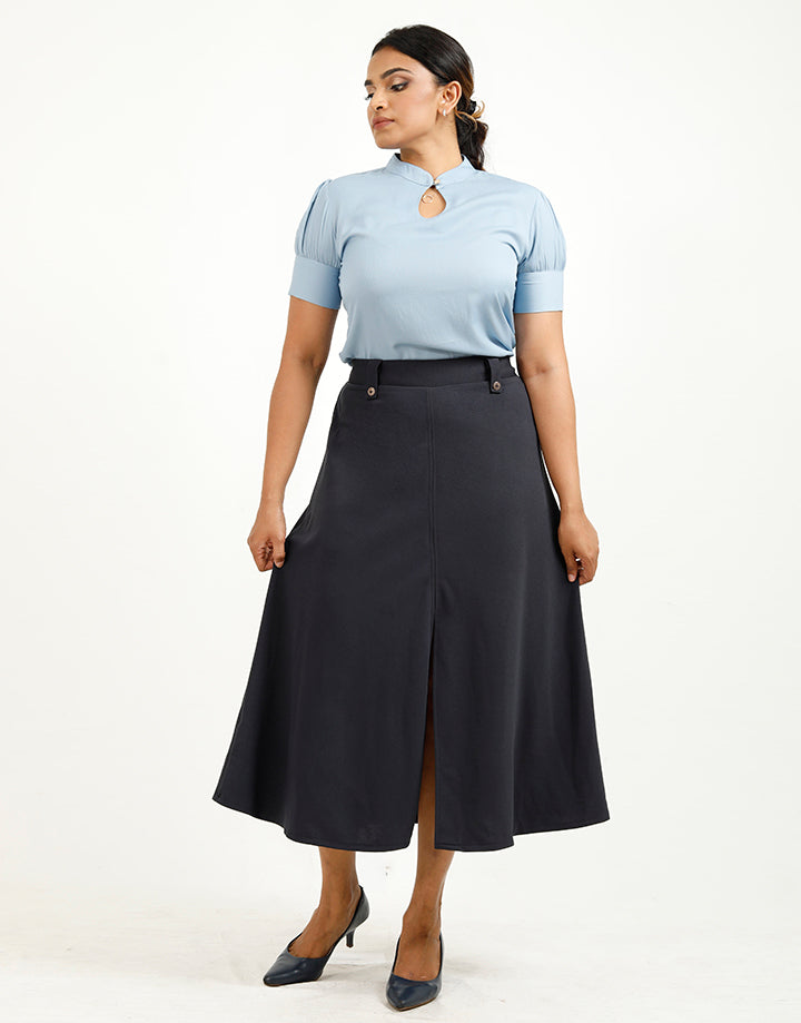 Midi A-Line Skirt with Slit
