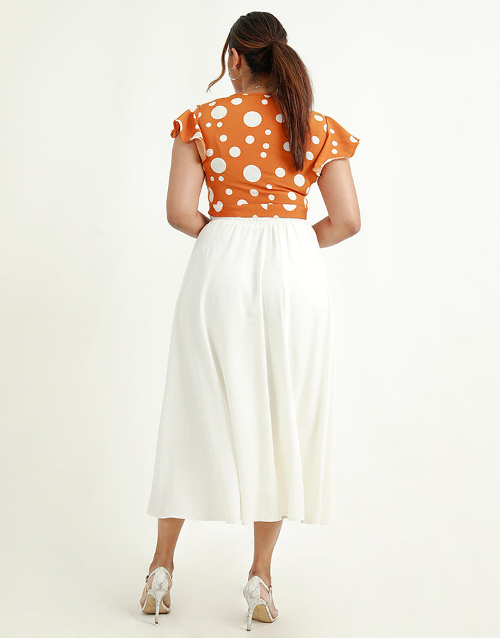 Polka Dotted Crop Top with Frill Sleeves
