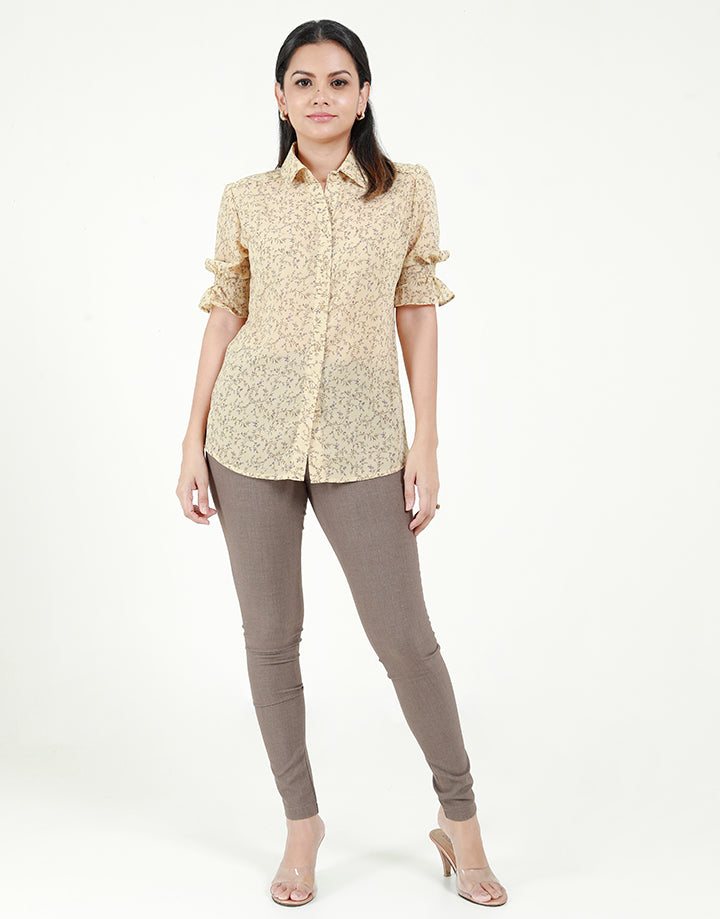 Printed Blouse with Puff Sleeves