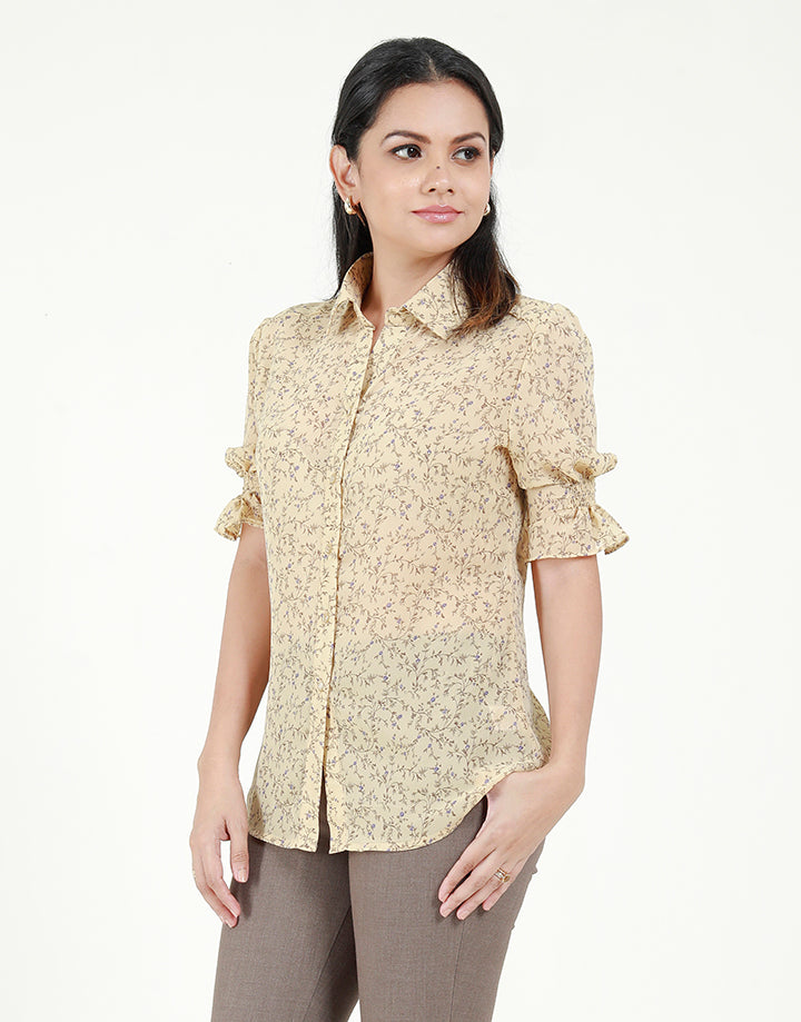 Printed Blouse with Puff Sleeves