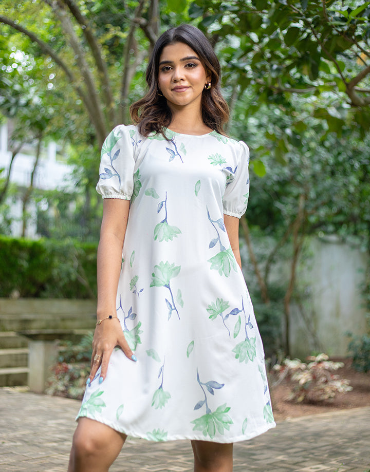 Printed Puff Sleeve Dress
