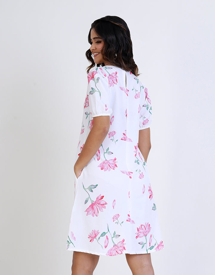Printed Puff Sleeve Dress