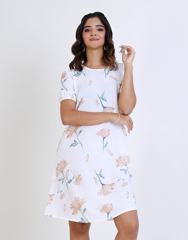 Printed Puff Sleeve Dress