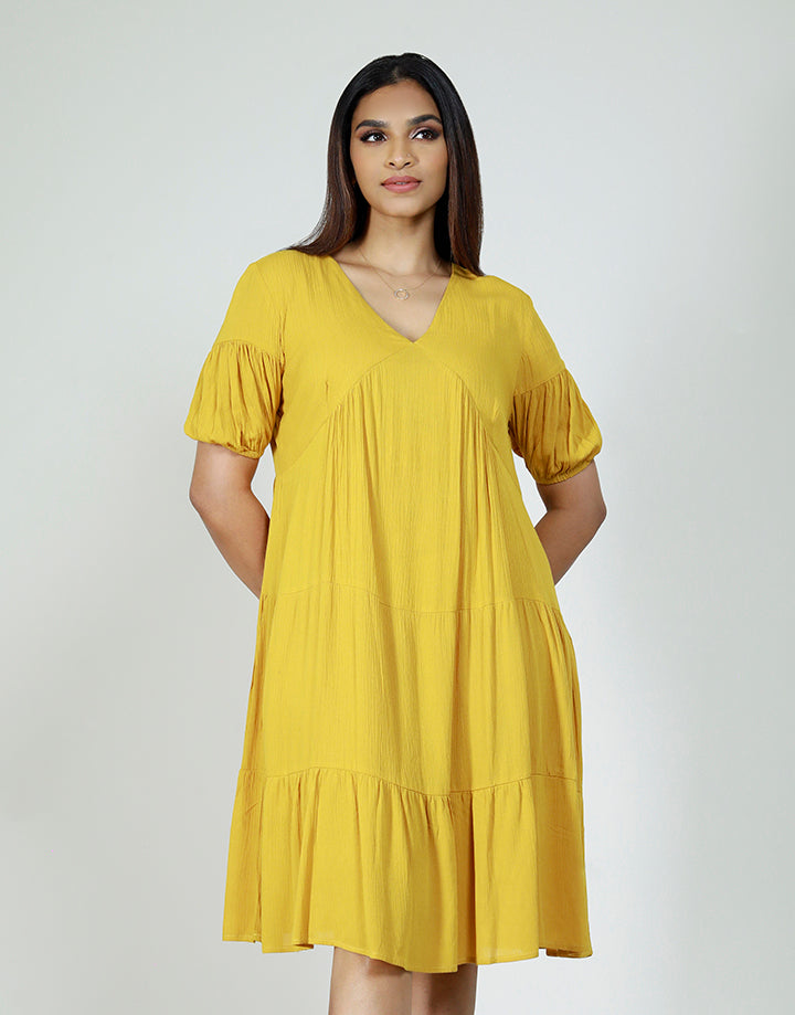 Puff Sleeve with Empireline Tiered Dress
