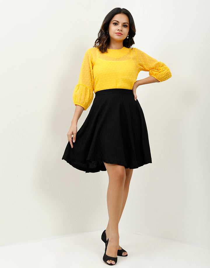 Round Neck Blouse with Bishop Sleeves
