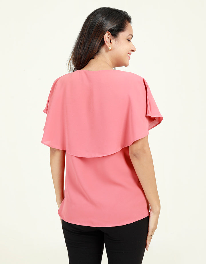 Round Neck Blouse with Frilled Neck Line