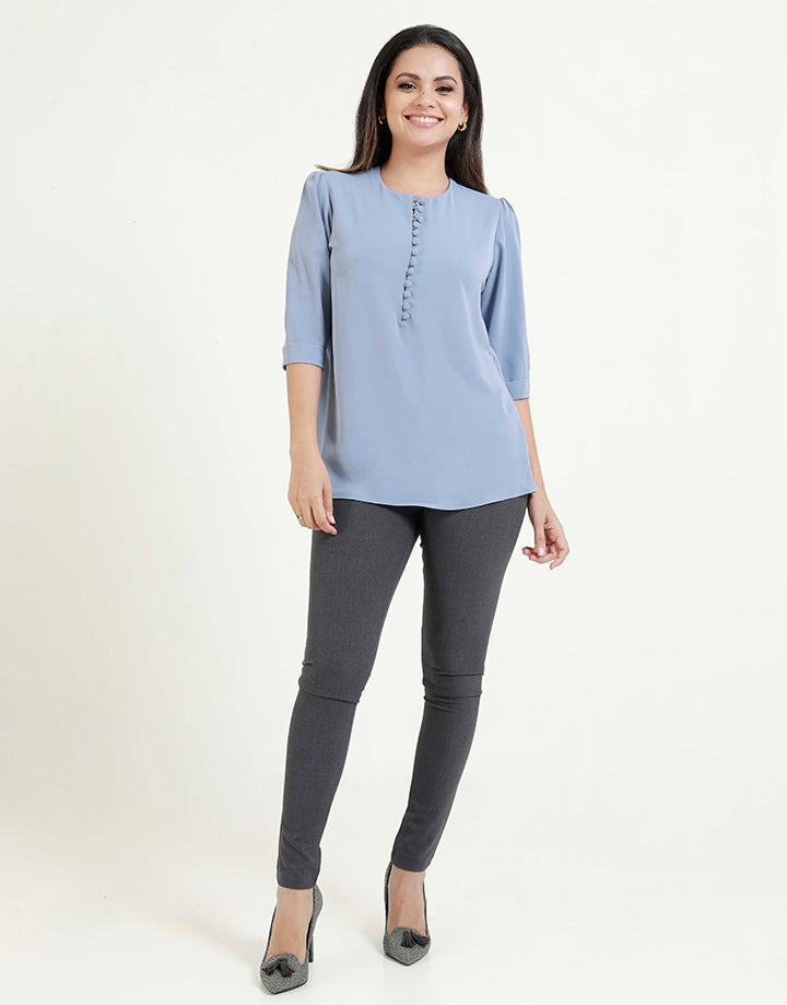 Round Neck Blouse with ¾ Sleeves
