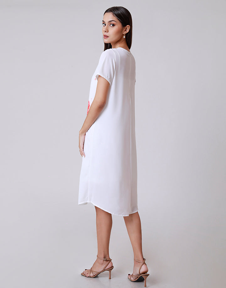 Round Neck Dress with Screen Print