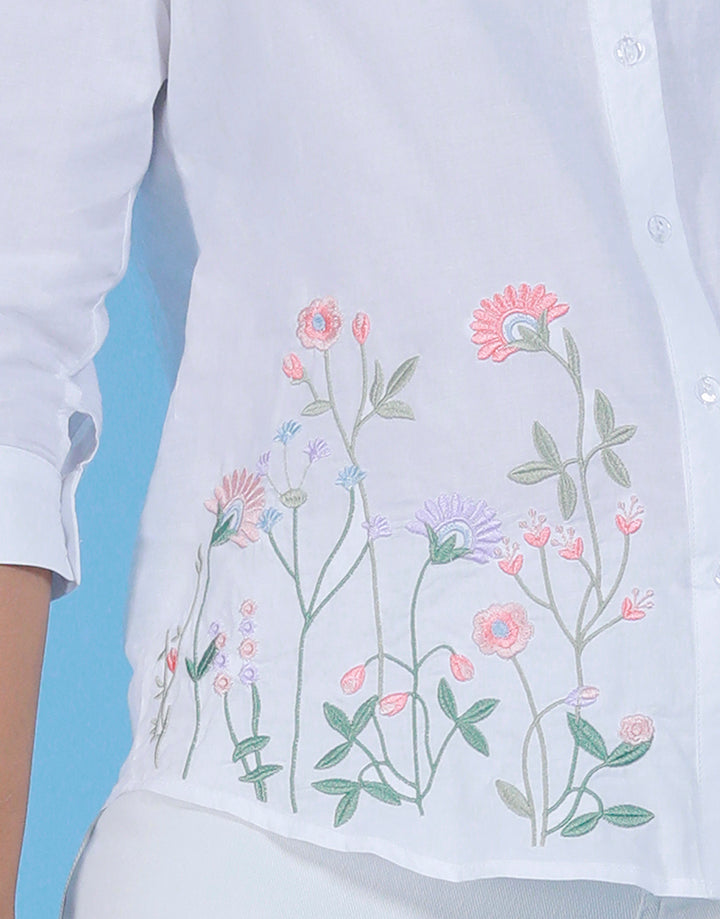 3/4 Sleeve Blouse with Embroidered