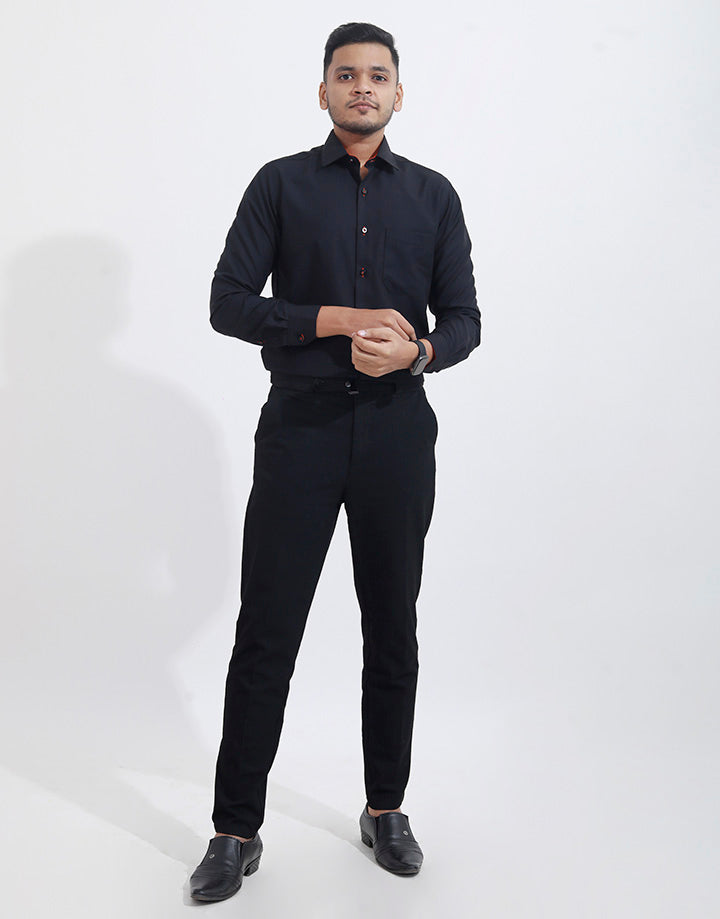 DENZO Solid Red Piping Slim Fit Shirt