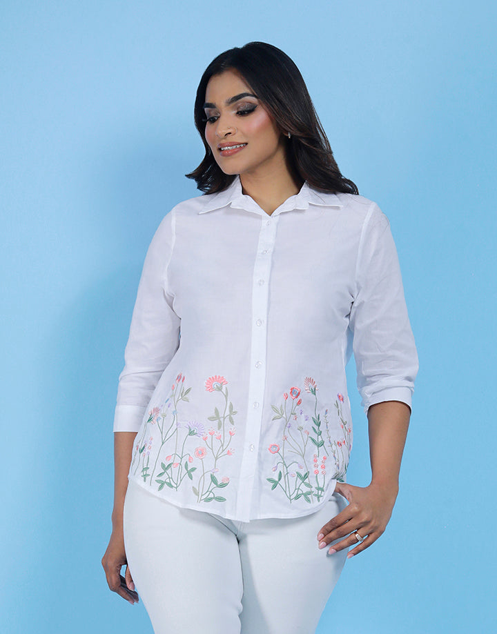 3/4 Sleeve Blouse with Embroidered