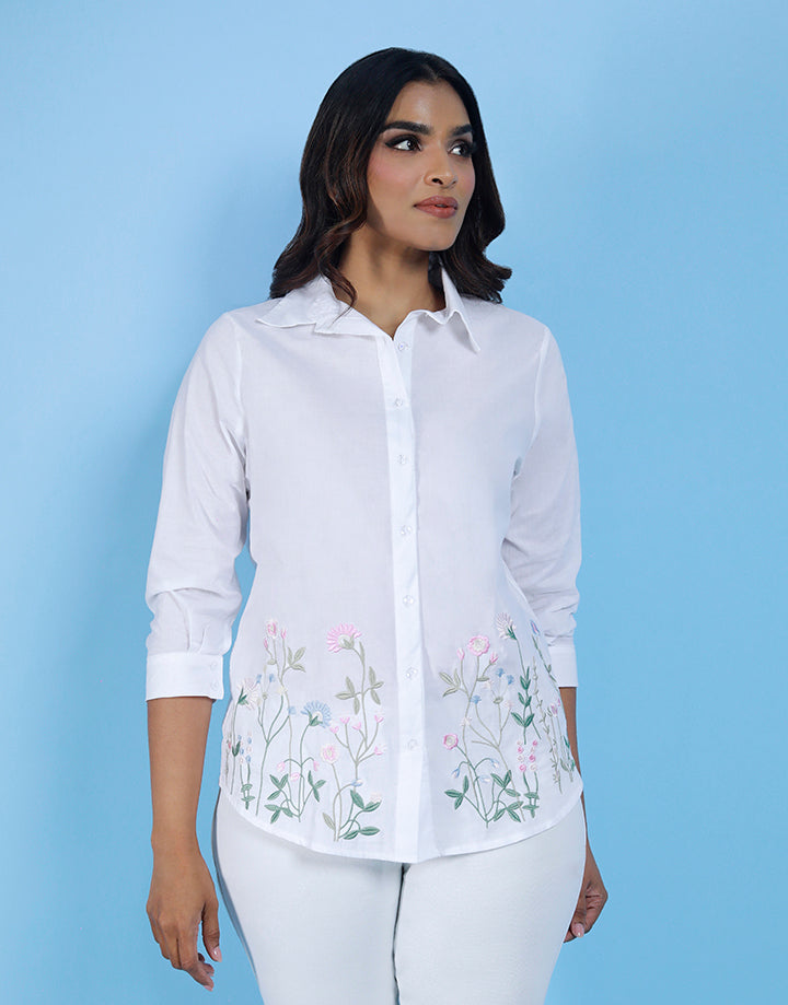 3/4 Sleeve Blouse with Embroidered