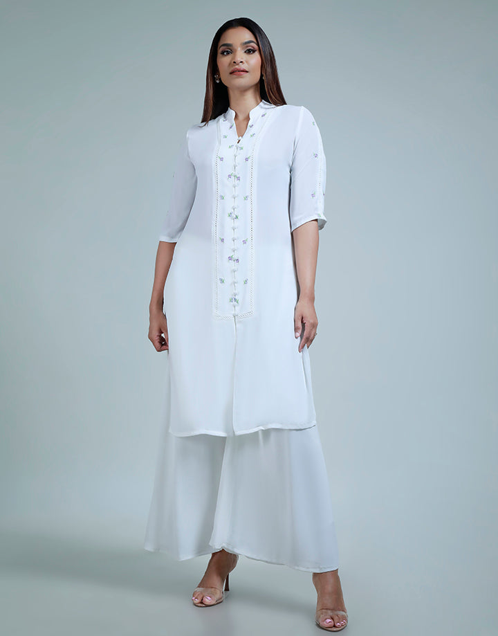 Chinese Collar Embroidered Kurta