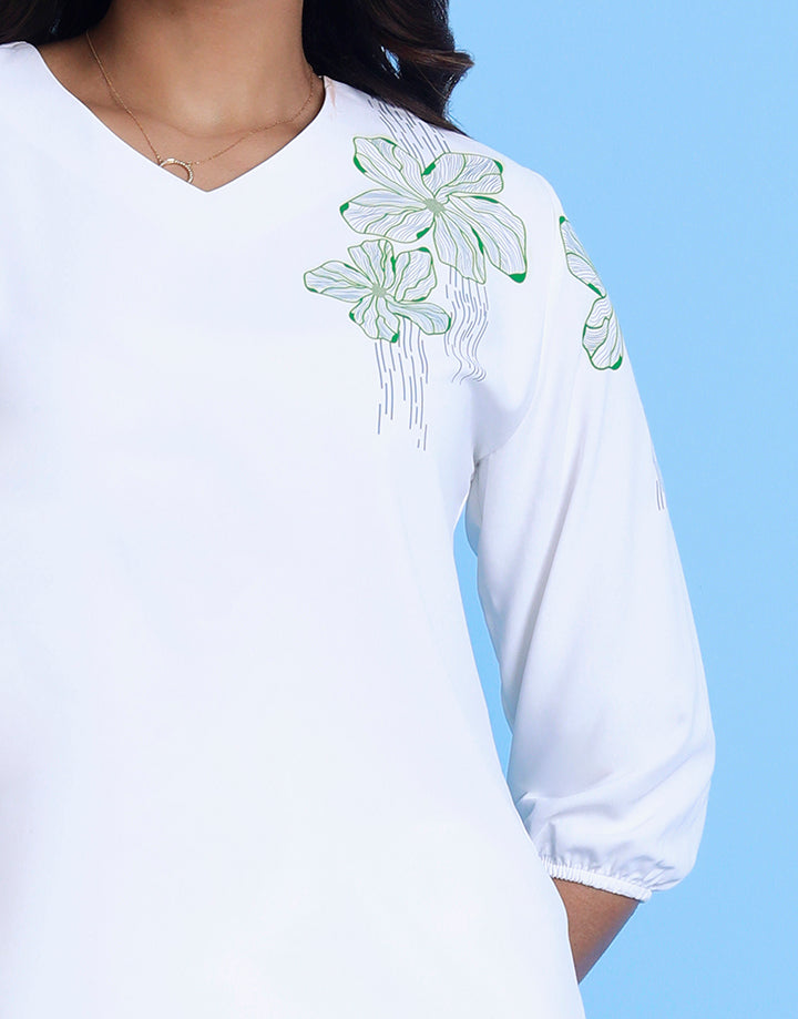 Puff Sleeve Top with Sublimention Print