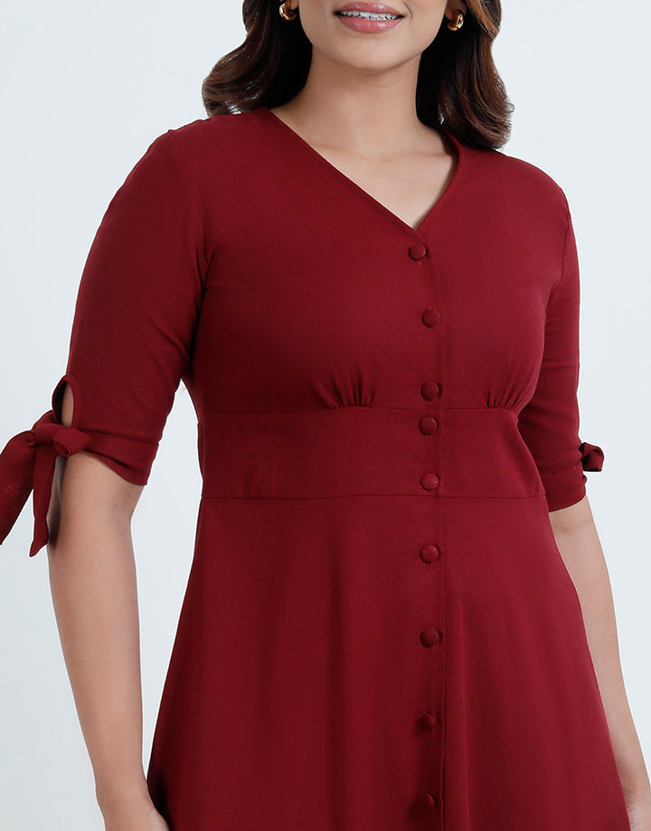 Empireline Knotted Sleeve Dress