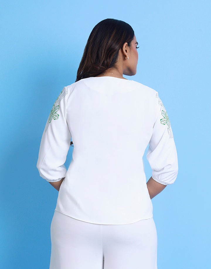 Puff Sleeve Top with Sublimention Print