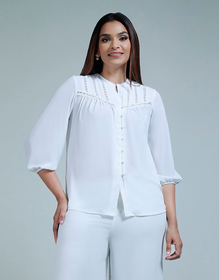 White Blouse with Lace Details