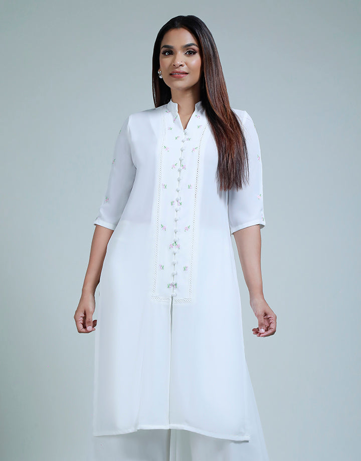 Chinese Collar Embroidered Kurta