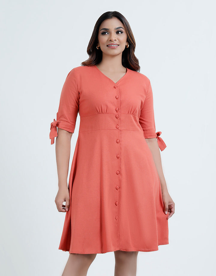 Empireline Knotted Sleeve Dress