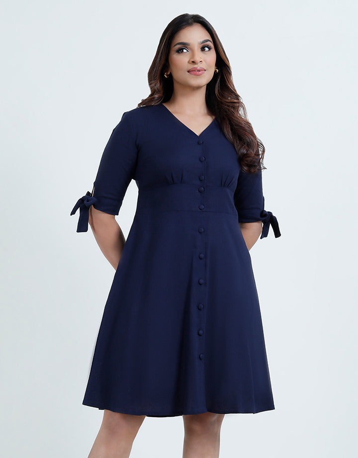 Empireline Knotted Sleeve Dress