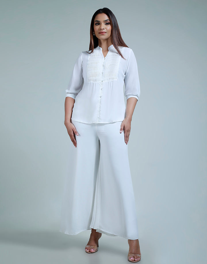 Chinese Collar with Pintucked Blouse