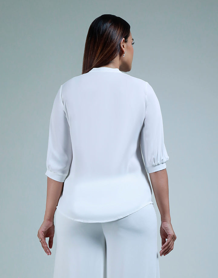 Chinese Collar with Pintucked Blouse