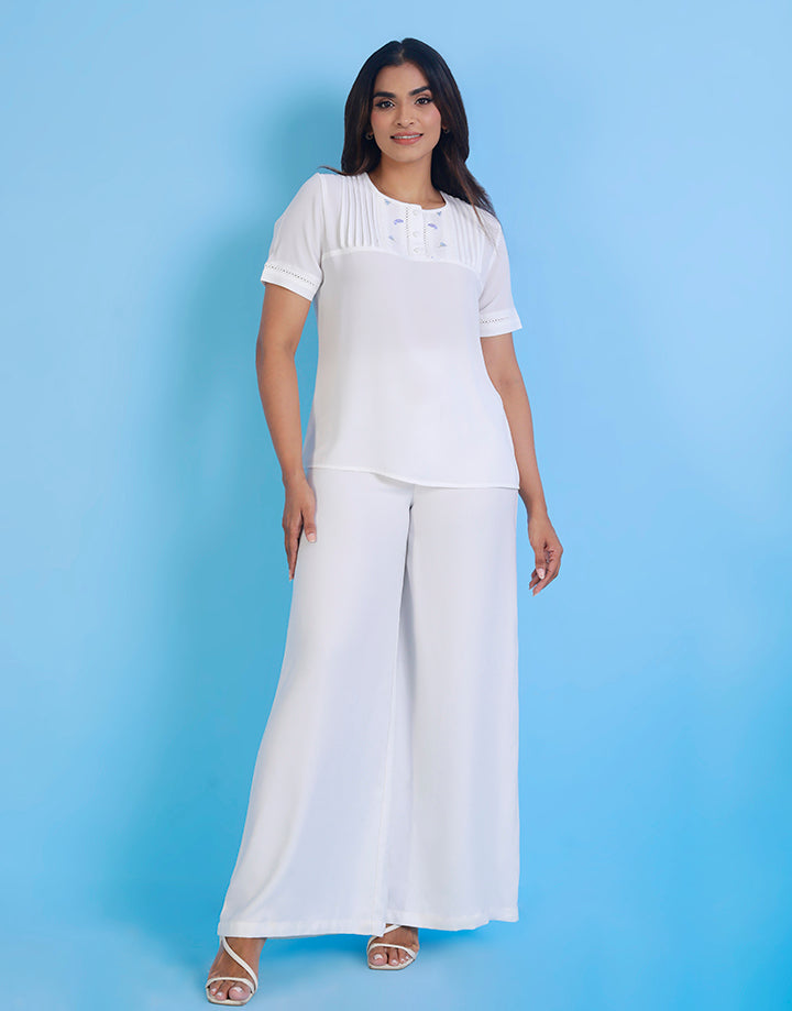 Short Sleeve Top with Pintuck Detail