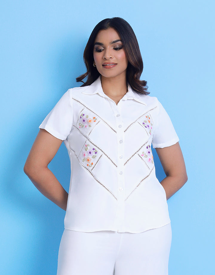 Whith Shadow Work Blouse