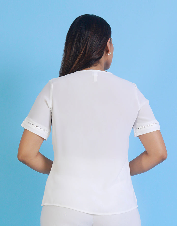 Short Sleeve Top with Pintuck Detail