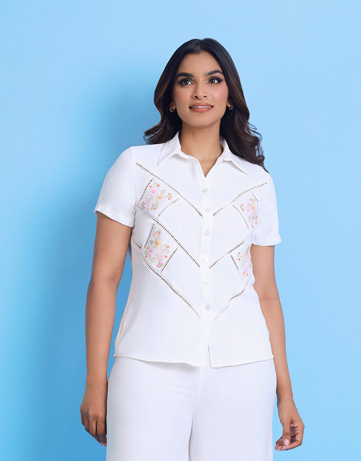 Whith Shadow Work Blouse