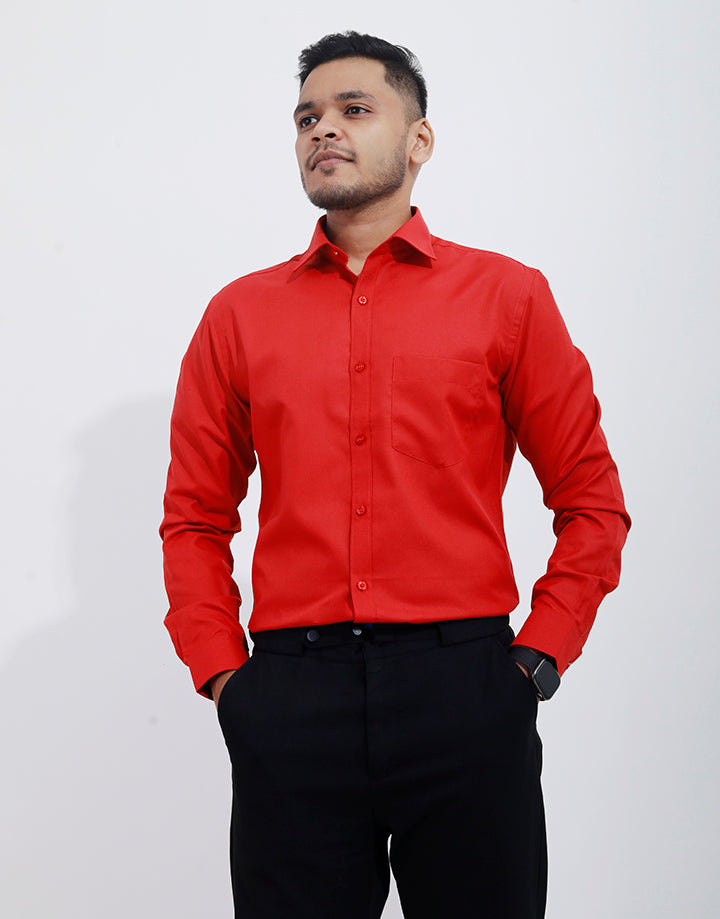 PERRI ALLEN Executive Dobby Long Sleeve Shirt - FIRE BRICK