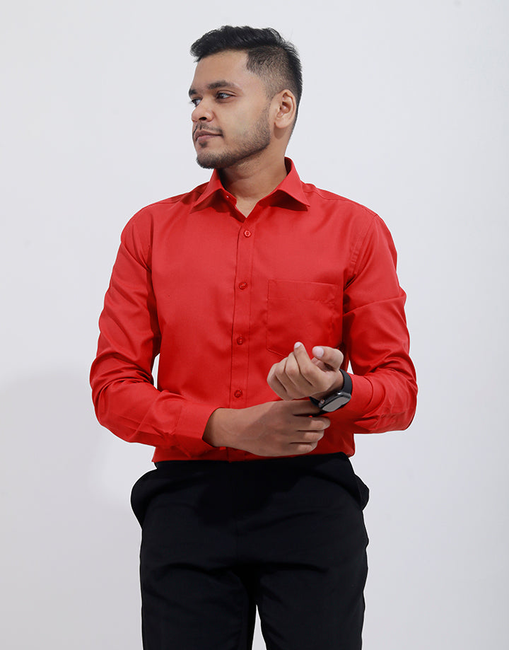 PERRI ALLEN Executive Dobby Long Sleeve Shirt - FIRE BRICK