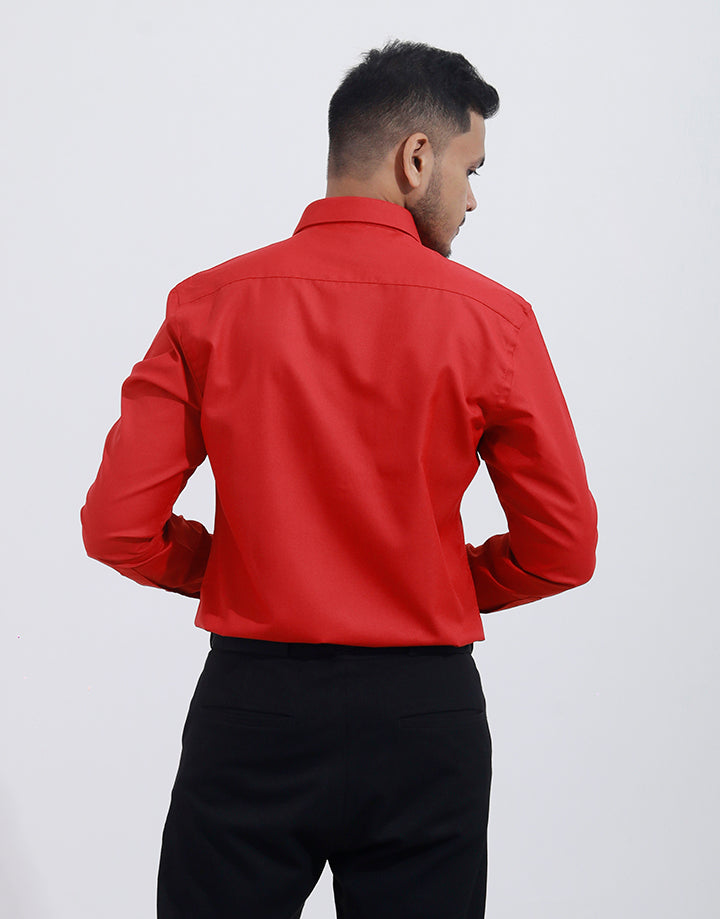 PERRI ALLEN Executive Dobby Long Sleeve Shirt - FIRE BRICK