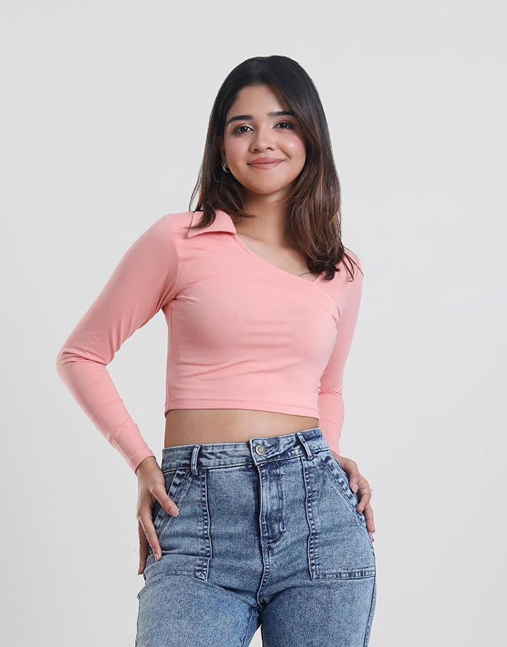 Plain Long Sleeve Crop T-Shirt