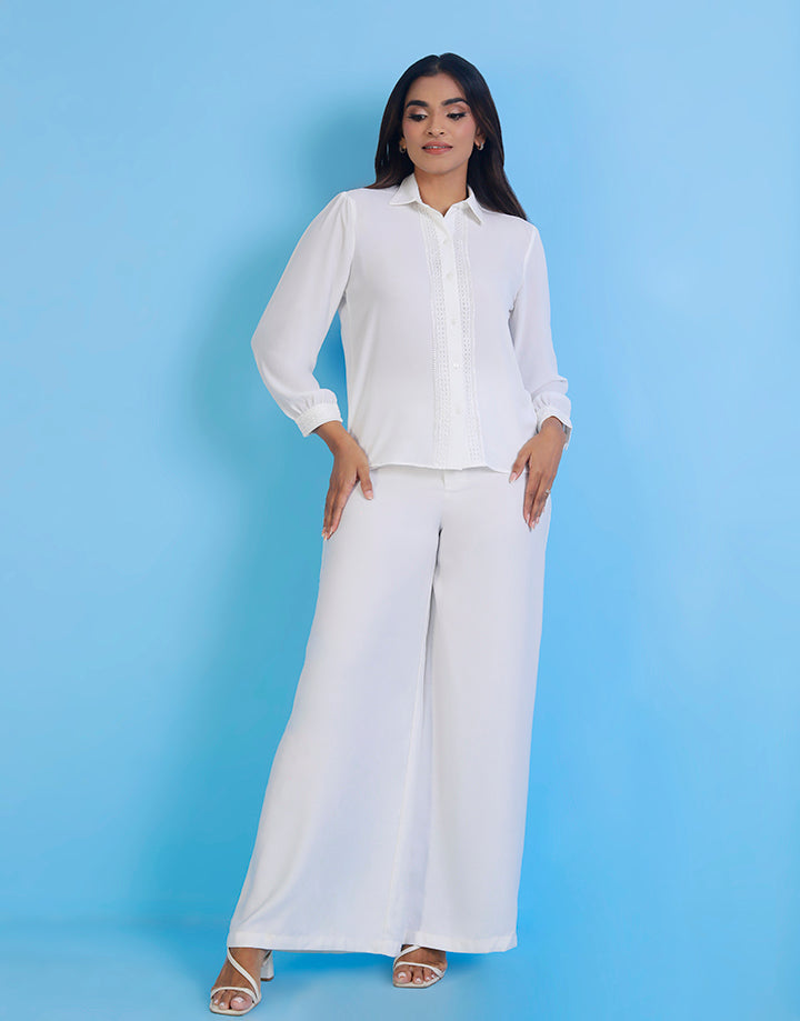 Long Sleeve Blouse with Lace Detail