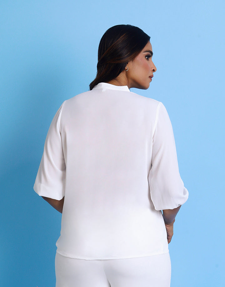 Puff Sleeves Blouse with Embroidered