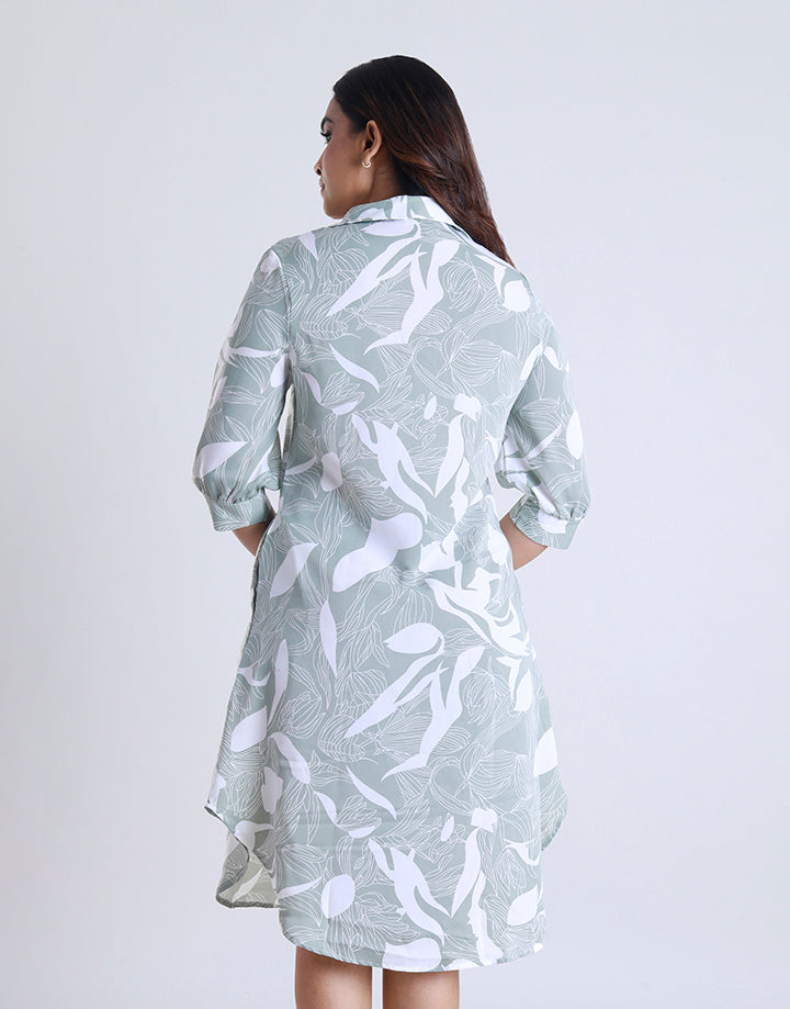 3/4 Sleeve Hidden Placket Shirt Dress