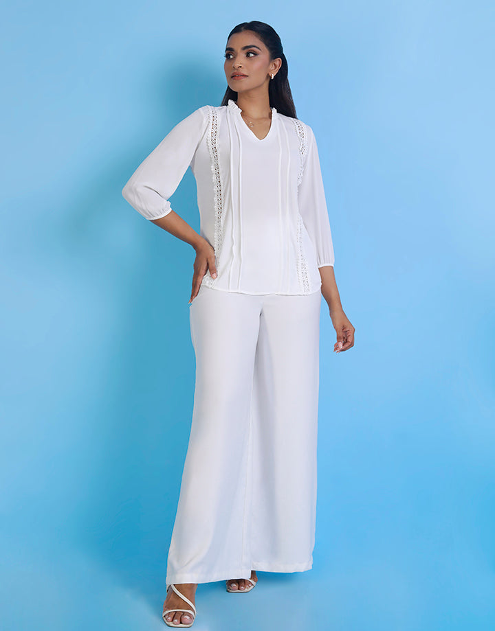 3/4 Sleeves Top with Lace Detail