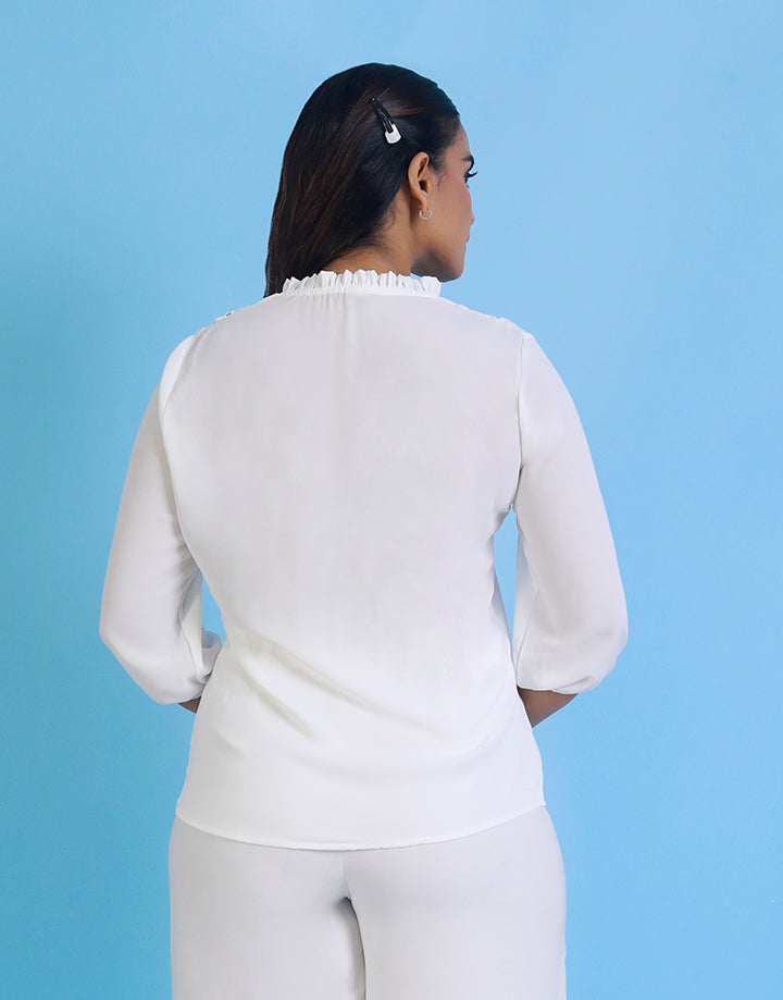 3/4 Sleeves Top with Lace Detail