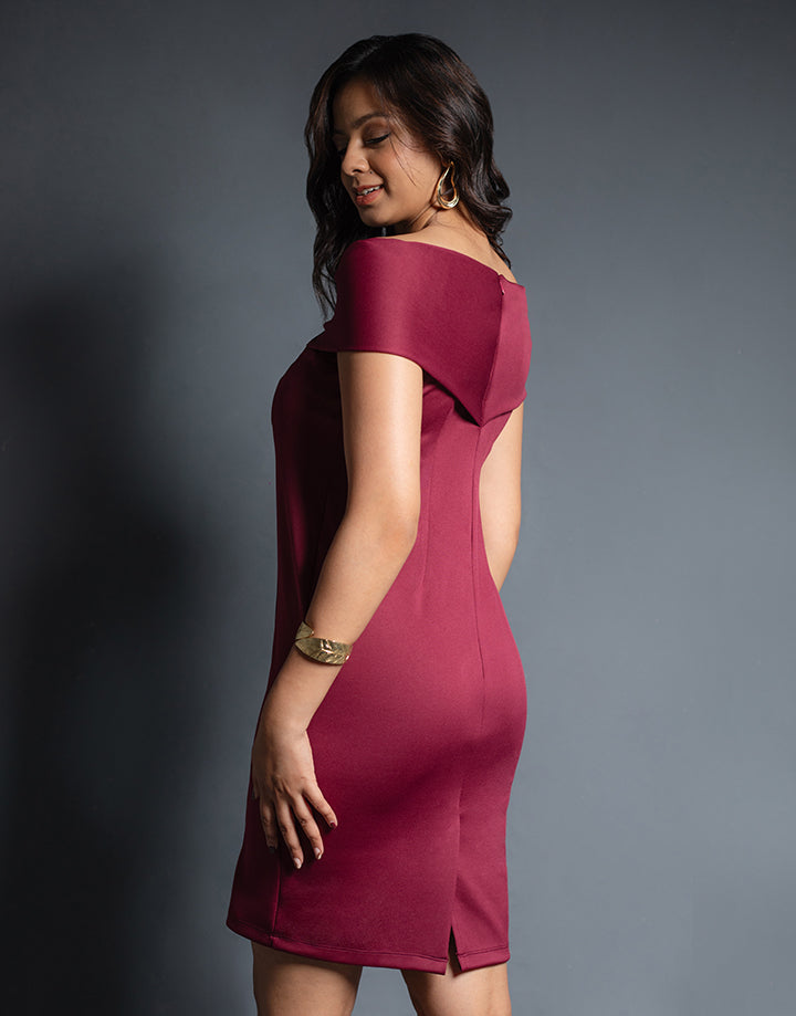 Off Shoulder Bodycone Midi Dress