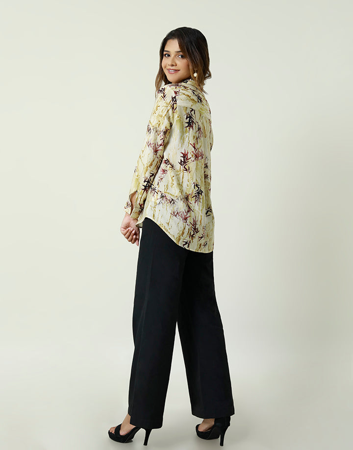 Printed Office Wear Long Sleeve Blouse