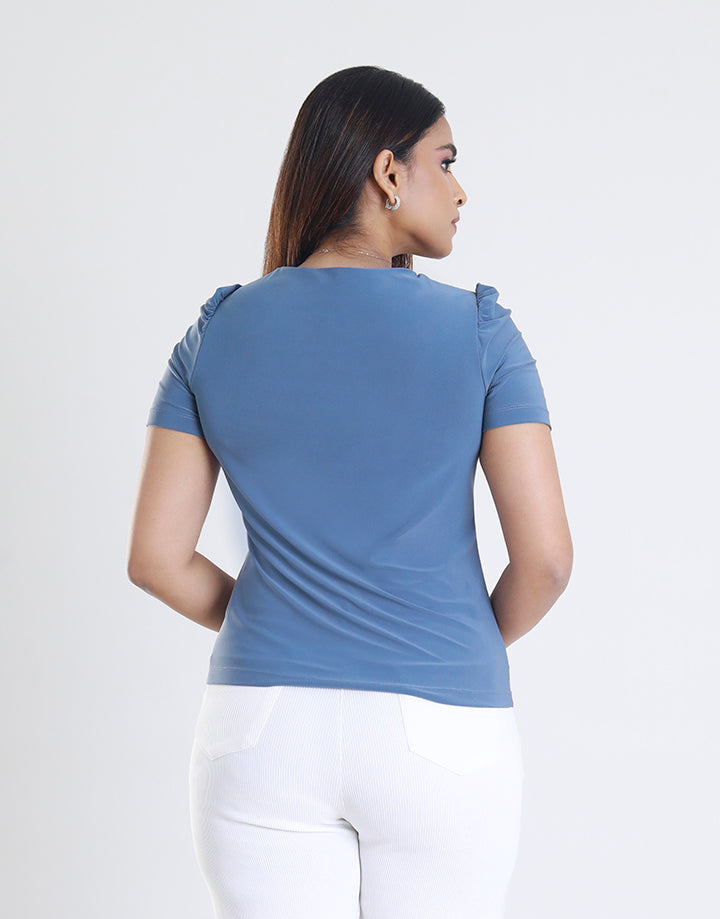 Key Hole Detailed Short Sleeve Top