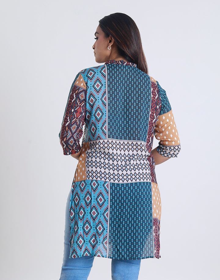 Chinese Collar Kurta with 3/4 Sleeves