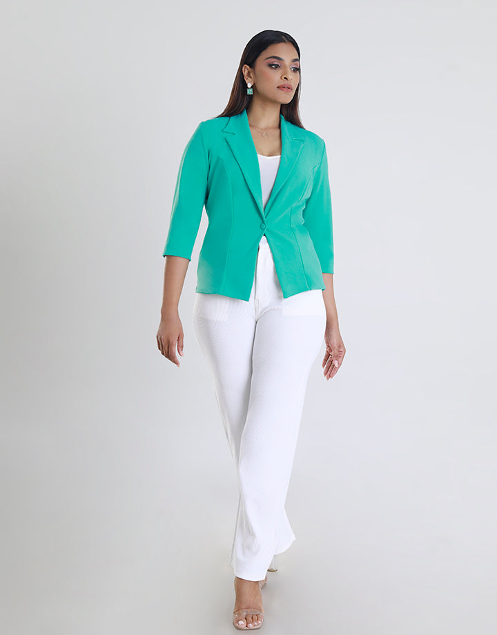 3/4 Sleeve Blazer with Cloverleaf  Lapel